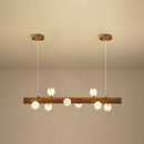 Modern linear brown wood island pendant – kitchen dining room light