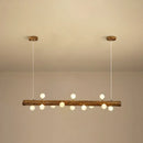 Modern linear brown wood island pendant – kitchen dining room light