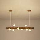 Modern linear brown wood island pendant – kitchen dining room light