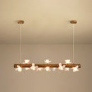 Modern linear brown wood island pendant – kitchen dining room light