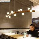 Modern linear brown wood island pendant – kitchen dining room light