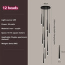 Modern loft black led stair chandelier living room pendant light