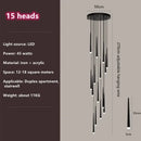 Modern loft black led stair chandelier living room pendant light