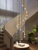 Modern loft black led stair chandelier living room pendant light