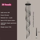 Modern loft black led stair chandelier living room pendant light