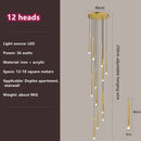 Modern loft black led stair chandelier living room pendant light