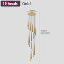 Modern loft black led stair chandelier living room pendant light