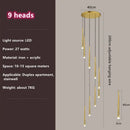 Modern loft black led stair chandelier living room pendant light