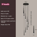 Modern loft black led stair chandelier living room pendant light