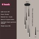 Modern loft black led stair chandelier living room pendant light