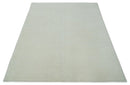 Modern Loop Cut Pile Solid plane Beige Hand Knotted 8x10 Wool Area Rug