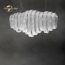 Modern luxury crystal circle led tassel chandelier living room light