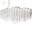 Modern luxury crystal circle led tassel chandelier living room light