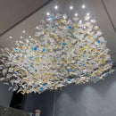 Modern luxury glass high ceiling led chandelier living room