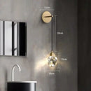Modern luxury gold crystal led wall sconce bedroom light fixture