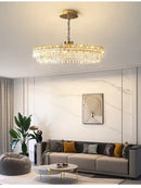 Modern luxury gold double crystal ceiling chandelier living room