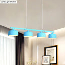 Modern macaron drum gray 4 light chandelier dining room pendant