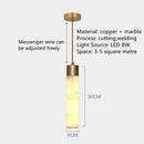Modern marble and copper led pendant light for bedroom