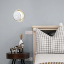 Modern marble gold led wall light bedroom moon mirror sconce