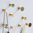 Modern marbled stone and brushed gold towel hook bathroom decor