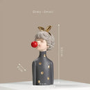 Modern maroon & silver bubble gum girl statue bedroom decor