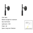 Modern matte black adjustable led wall lamp for bedroom reading