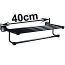 Modern matte black aluminum towel rack with hook bathroom shelf