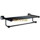 Modern matte black aluminum towel rack with hook bathroom shelf