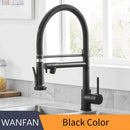 Modern matte black and brushed nickel spring kitchen faucet
