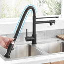 Modern matte black and brushed nickel spring kitchen faucet