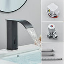 Modern matte black automatic sensor waterfall basin faucet bathroom sink tap