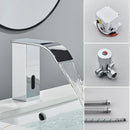 Modern matte black automatic sensor waterfall basin faucet bathroom sink tap