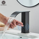 Modern matte black automatic sensor waterfall basin faucet bathroom sink tap