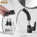 Modern matte black basin faucet kitchen pull out spray mixer tap