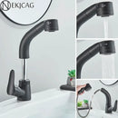 Modern matte black basin faucet with chrome accents for kitchen