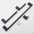 DecorBites™ Black Bathroom Hardware Set: Robe Hook, Towel Rail, Rack, Shelf, Tissue Holder & More