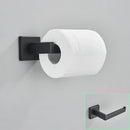 Modern matte black bathroom hardware set with square towel rail