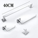 Modern matte black bathroom set with towel rack and gold rod accessories