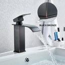 Modern matte black brass bathroom waterfall sink faucet
