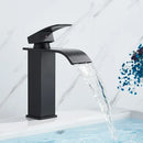 Modern matte black brass bathroom waterfall sink faucet