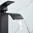 Modern matte black brass bathroom waterfall sink faucet