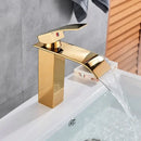 Modern matte black brass bathroom waterfall sink faucet