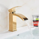 Modern matte black brass bathroom waterfall sink faucet