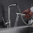 DecorBites™ Brass Brushed Nickel Kitchen Faucet High Arch Swivel Pull Out Spray Mixer Tap