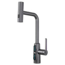 Modern matte black brass kitchen faucet pull out mixer with display