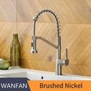 Modern matte black brass kitchen faucet with pull down sprayer