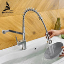 Modern matte black brass kitchen faucet with pull down sprayer