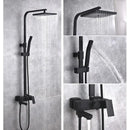 Modern matte black brass shower set bathroom rainfall faucet