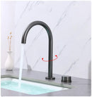 Modern matte black & brushed gold basin faucet kitchen 360 rotation
