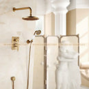Modern matte black & brushed gold bath rain shower faucet set bathroom